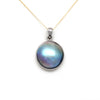 Blue rainbow Cortez Mabe Pearl Pendant in 14K White Gold