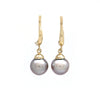 "Lyre" 14K Yellow Gold Earrings with Cortez Pearls